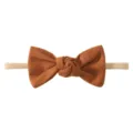 Morbida fascia per capelli con fiocco marrone per neonati con nastro elastico in nylon - Marrone Caramello