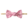 Soft pink fabric bow headband for infants and toddlers with elastic nylon band - Pink
