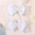 Paar witte glitter vlinder strik haarspeldjes voor meisjes haaraccessoires - Stijl 18 / 2 Stuks/Set