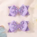 Paar paarse glitter vlinder haarspeldjes met lintstrikjes voor meisjes accessoires - Stijl 25 / 2 Stuks/Set