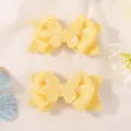Paar schattige gele glitter vlinder haarspeldjes met ripslint strikjes voor meisjes - Stijl 40 / 2 Stuks/Set