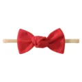 Soft and stretchy nylon baby headband featuring a large vibrant red fabric bow accessory - Bright Red
