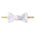 Soft white bow headband for infants and toddlers with stretch band - White