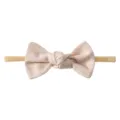 Soft and stretchy nylon baby bow headband in solid light peach color for infants - Light Apricot