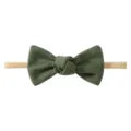 Soft olive green bow headband for baby girls with stretchy nylon band accessory - Olive Green