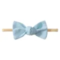 Premium soft elastic baby headband featuring a light blue fabric bow for infants and toddlers - Light Blue