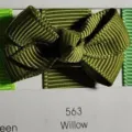 Children's willow green grosgrain ribbon bow hair clip on display card - Willow Green