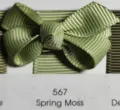 Handmade spring moss green grosgrain ribbon bow hair clip for girls, color 567 - Moss Green