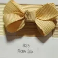 Elegant children's solid color grosgrain ribbon bow hair clip in Raw Silk yellow finish - Raw Silk Yellow (826)