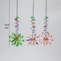 Set of 3 crystal flower suncatchers for window decoration, 13-inch length - K9 / Three-Piece Set
