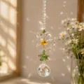 Suncatcher a fiore in cristallo crea arcobaleni decorazione da appendere con foglie - Giallo