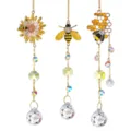 Set di tre acchiappasole decorativi in cristallo con api e girasoli per finestre - Set da 3 pezzi / Confezione da 3