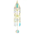 Close-up detail of iridescent crystal suncatcher with gold mandala iron frame - Mandala Suncatcher