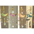 Set di 4 acchiappasole luna in cristallo con gemme preziose per rifrazione arcobaleno - Verde Viola Rosa Blu (Set da 4) / 4 Pezzi