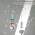 Heart-shaped crystal suncatcher with engraved message for mom creating rainbow reflections - MOM Style