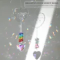 Crystal heart suncatcher with Happy Retirement engraving and rainbow prism beads - Retirement Style