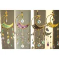 Set di 4 acchiappasole a luna in cristallo con prismi arcobaleno per finestre - Verde Viola Nero Giallo (Set da 4) / 4 Pezzi