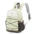 Detailed side view of the small outdoor backpack with pale green and white contrast - Fruit Green