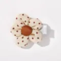 Pince à cheveux fleur en tissu à pois pour enfants, crème et marron, accessoire mignon - Fleur à Pois Beige et Marron (34)