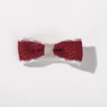 Jolie barrette à cheveux nœud tissé bordeaux avec bords ondulés blancs pour enfants - Bord Ondulé Rouge Vin (37)