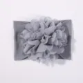 Fascia elastica grigia per neonati in nylon con un grande fiore in tessuto 3D decorativo. - Grigio scuro