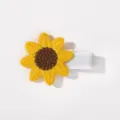 Pince à cheveux tournesol brodée main pour enfants sur base de ruban blanc enroulé - Tournesol Jaune (40)