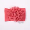 Fascia per capelli in nylon rosa corallo per neonati con decorazione a fiore grande in tessuto - rosa corallo