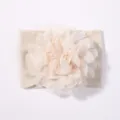 Fascia per neonati in nylon crema con un grande fiore in chiffon a più strati morbidi - Albicocca