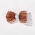 Petite barrette à cheveux nœud en tulle marron pour bébés et enfants avec ruban blanc - Maille Marron (43)