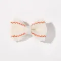 Pince à cheveux nœud ruban blanc crème pour enfants avec broderie orange festonnée - Ruban Gros-Grain Crème Coutures Orange (47)