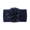 Fascia elastica blu navy per neonati con un grande fiore decorativo in tessuto a strati - Blu scuro