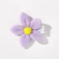Petite barrette à cheveux fleur en peluche violette pour enfants avec centre jaune - Fleur en Peluche Violette (49)