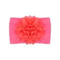 Fascia per neonati in nylon rosa corallo con un grande fiore decorativo in tessuto a strati - Rosa corallo