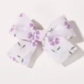 Barrette à cheveux en tissu à fleurs avec imprimés violets pour petites filles - Fleurs Rose et Violet Tissu Clair (5-6)
