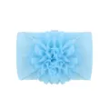 Adorabile fascia per neonati celeste con un grande fiore in chiffon a strati per bimbe - Celeste