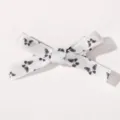 Mignonne pince à cheveux nœud blanc avec imprimé papillon noir pour bébés et enfants - Imprimé Papillon Noir Tissu Blanc (5-12)