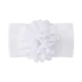 Fascia per capelli neonata in nylon bianco con un grande fiore in tessuto - Bianco