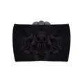 Fascia per neonati in morbido nylon elastico con un grande fiore di chiffon nero decorativo - Nero