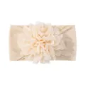 Graziosa fascia per neonati in nylon color crema con grande fiore in tessuto - Beige