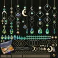Vista dettagliata di kit acchiappasole fai-da-te 228 pezzi con cristalli e telai metallici - Set da 228 Pezzi / Oro