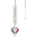 Close-up of heart-shaped crystal suncatcher with iridescent beads and hanging loop - AB Color