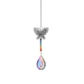 Elegante acchiappasole a farfalla con perle arcobaleno e prisma di cristallo a goccia - Stile Farfalla (Ciondolo a Goccia)