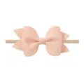 Diadema de nailon melocotón para bebé con un elegante lazo de tela a capas para niñas - Lazo de 8.5cm / Rosa Melocotón