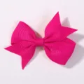 Cute hot pink grosgrain ribbon bow hair clip for baby girls' hair accessories - Rose Pink (14)