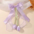 Handmade elegant purple tulip ribbon bow hair clip for girls fashion hair accessories - Tulip Bow Ribbon Style (5533) / Purple