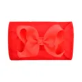 Soft red nylon infant headband hair accessory with big grosgrain ribbon bow for baby girls - True Red