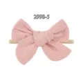 Zachte roze linnen strik baby hoofdband met comfortabele nylon elastische band - Roze Linnenstructuur (2998-5)