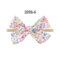 Zachte baby haarband met bloemenstrik en rekbaar nylon voor baby's en peuters - Meerkleurig Bloemen (2998-6)