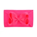 Soft neon pink nylon baby headband with large ribbed grosgrain ribbon bow - Hot Pink