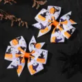 Halloween white bow hair clips with pumpkin witch hat patterns - White Pumpkin Wizard Hat Style (2A-11) / 2 Pcs/Set / White